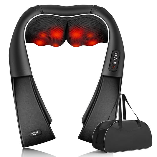 ALLJOY Shiatsu Shoulder and Neck Massager with Heating, Electric Deep Tissue 3D Kneading Massager to Relieve Whole Body Muscle Pain, Use at Home, Car, Office