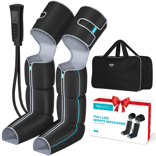 ALLJOY Leg Massager, Upgraded Zipper Design Leg Massager for Circulation and Pain Relief,6 Modes,3 Intensities,3 Heating Levels,Easy to Wear,30 Minutes Auto Shut-Off Function,Adjustable Size